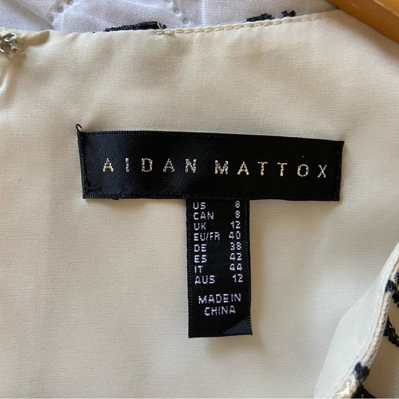 Like New Aidan Mattox Black and White Floral Mini Dress size 8 - Picture 7 of 8